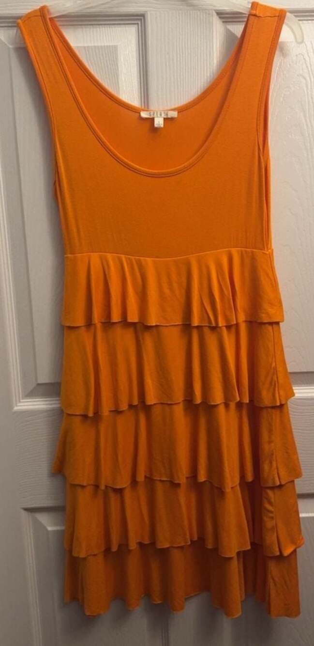 Spense Orange Tiered Ruffle Dress size small